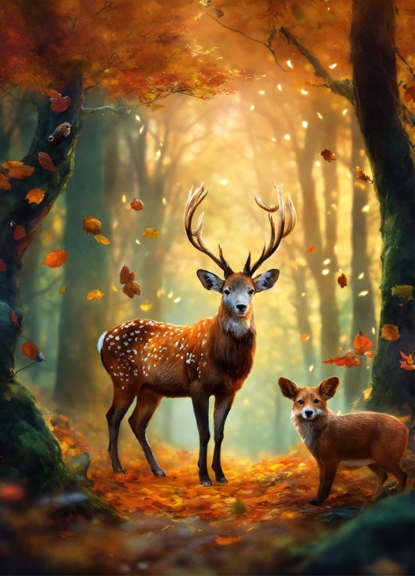Light, Deer, Nature, Organism, Natural Landscape, Atmospheric Phenomenon