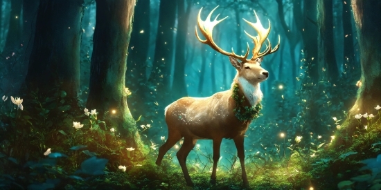 Light, Nature, Deer, Organism, Fawn, Elk