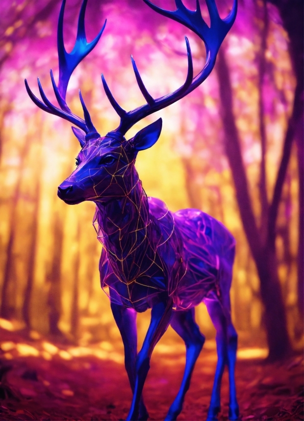 Light, Purple, Lighting, Deer, Fawn, Barren Ground Caribou