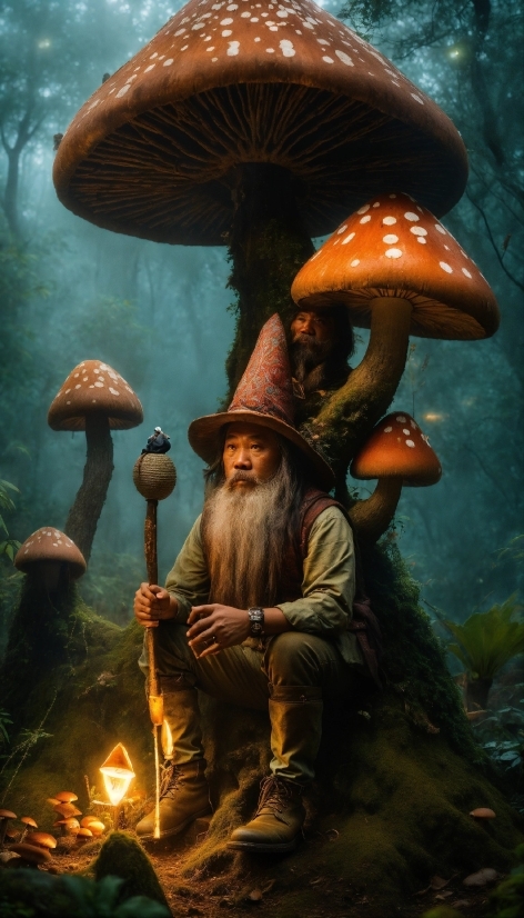 Lighting, Organism, Terrestrial Plant, Art, Mushroom, Hat