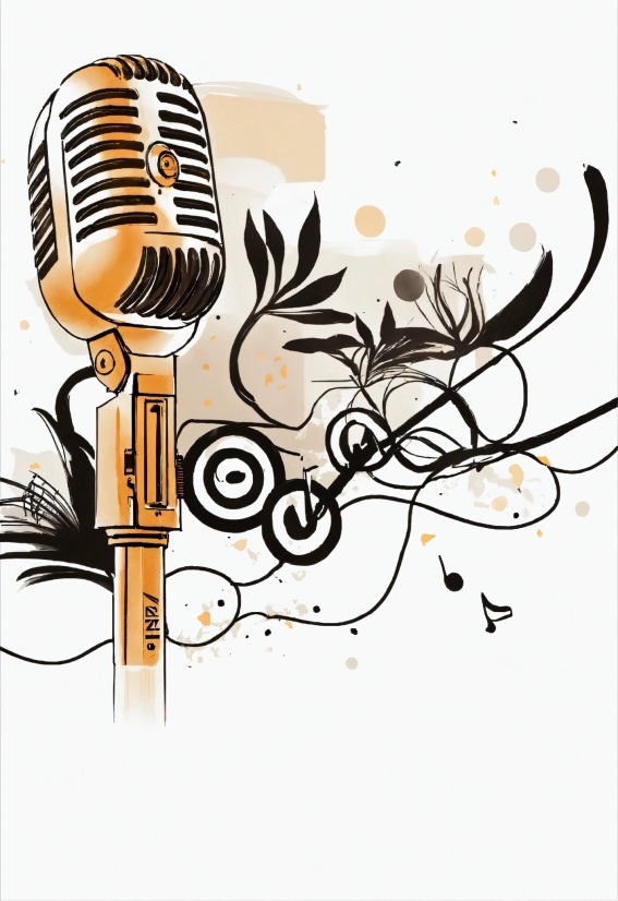 Microphone, Art, Font, Twig, Audio Equipment, Illustration