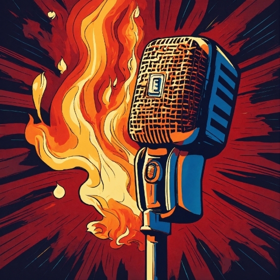 Microphone, Font, Art, Red, Tints And Shades, Electric Blue