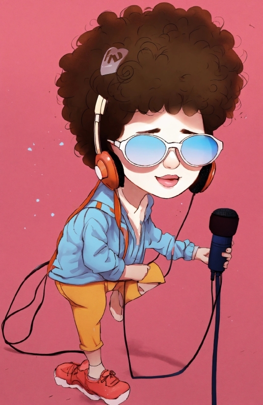 Microphone, Hairstyle, Vision Care, Facial Expression, Cartoon, Eyewear