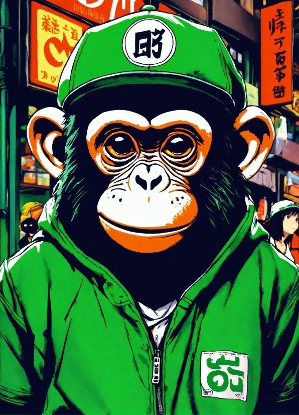 Microsoft Image Editor, Primate, Green, Jacket, Art, Fictional Character