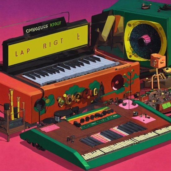 Musical Instrument, Piano, Keyboard, Musical Keyboard, Green, Musical Instrument Accessory