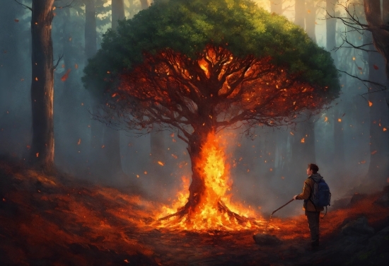 Natural Environment, Branch, Vegetation, Fire, Tree, Flame