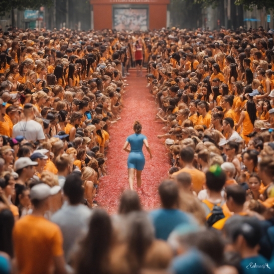 Online Image Dimension Editor, Orange, Social Group, Public Space, Crowd, City