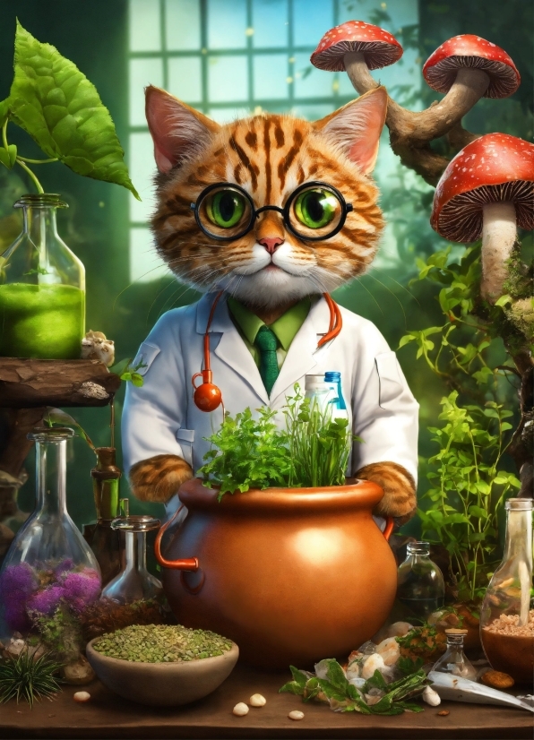 Plant, Cat, Green, Orange, Flowerpot, Natural Foods
