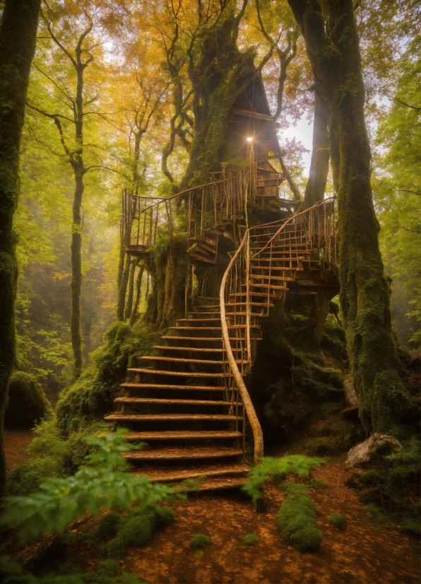 Plant, Ecoregion, Natural Landscape, Tree, Wood, Stairs