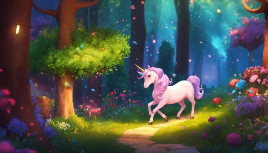 Plant, Horse, Light, Nature, Natural Environment, Cartoon