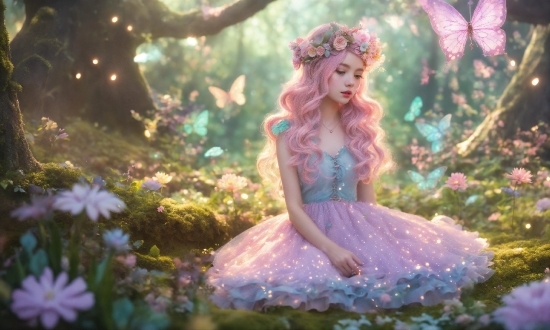 Plant, Mythical Creature, Dress, Purple, Doll, Nature