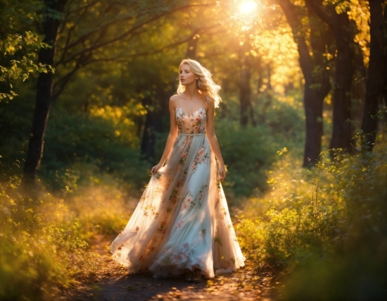 Plant, Wedding Dress, People In Nature, Natural Landscape, Flash Photography, Tree