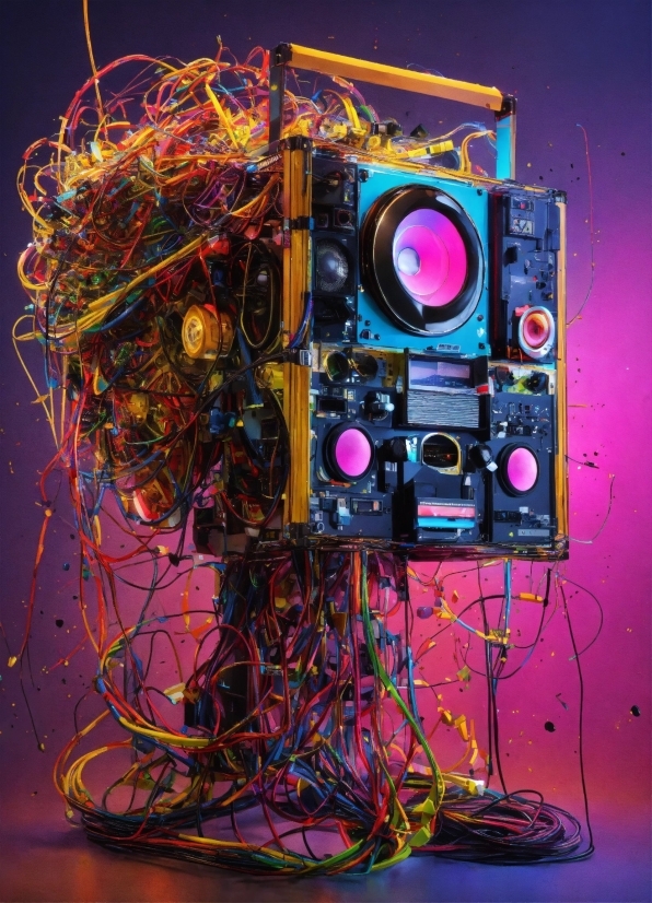 Purple, Electronic Instrument, Art, Electricity, Entertainment, Audio Equipment