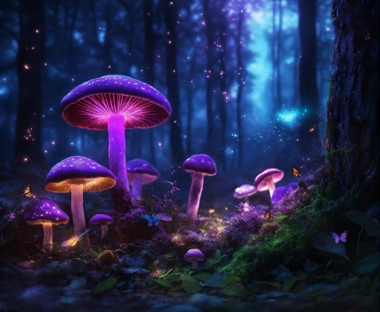 Purple, Mushroom, Natural Landscape, Plant, Natural Environment, Terrestrial Plant