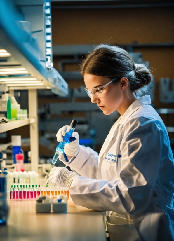Safety Glove, Scientist, Blue, Laboratory, Research, White Coat