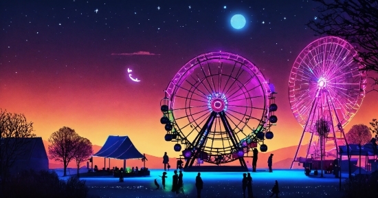 Sky, Light, Nature, World, Ferris Wheel, Lighting