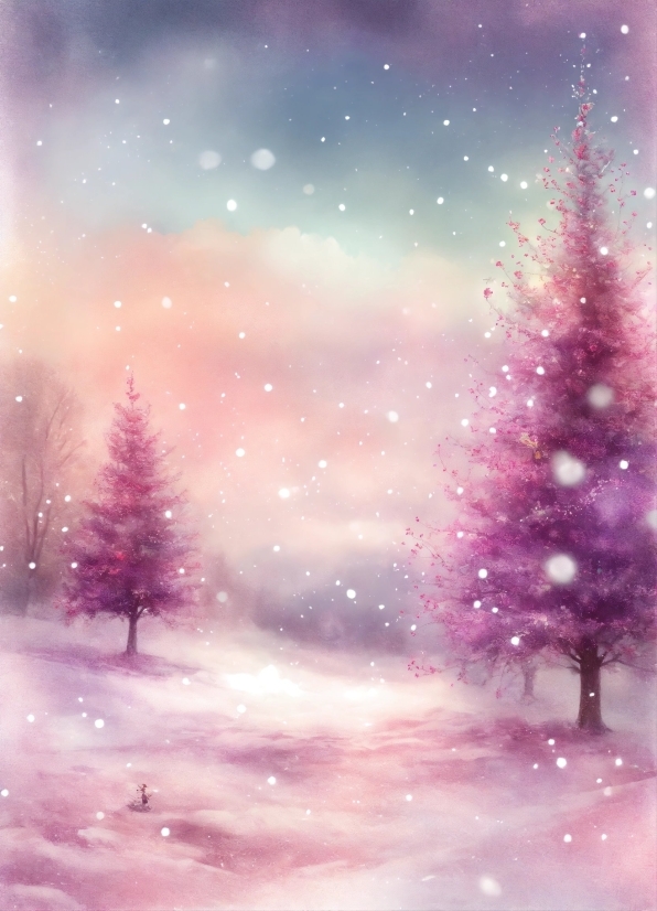 Sky, Plant, Atmosphere, Purple, Snow, Natural Landscape