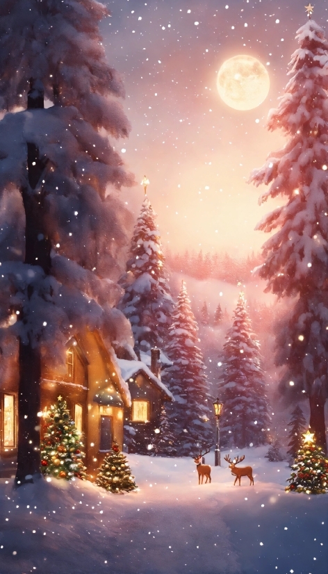 Sky, Snow, Christmas Tree, World, Light, Nature