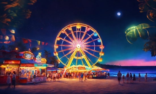 Sky, Wheel, Light, Ferris Wheel, Lighting, Entertainment