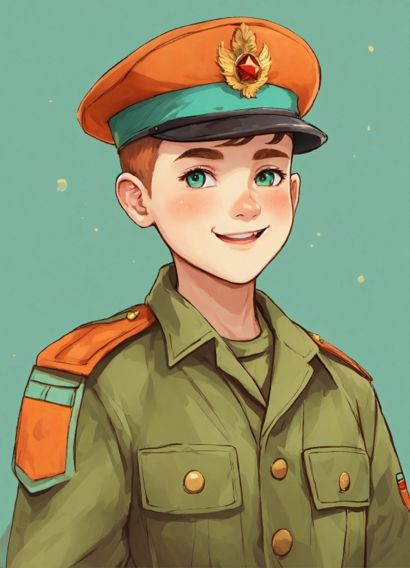 Smile, Military Uniform, Military Person, Peaked Cap, Sleeve, Gesture