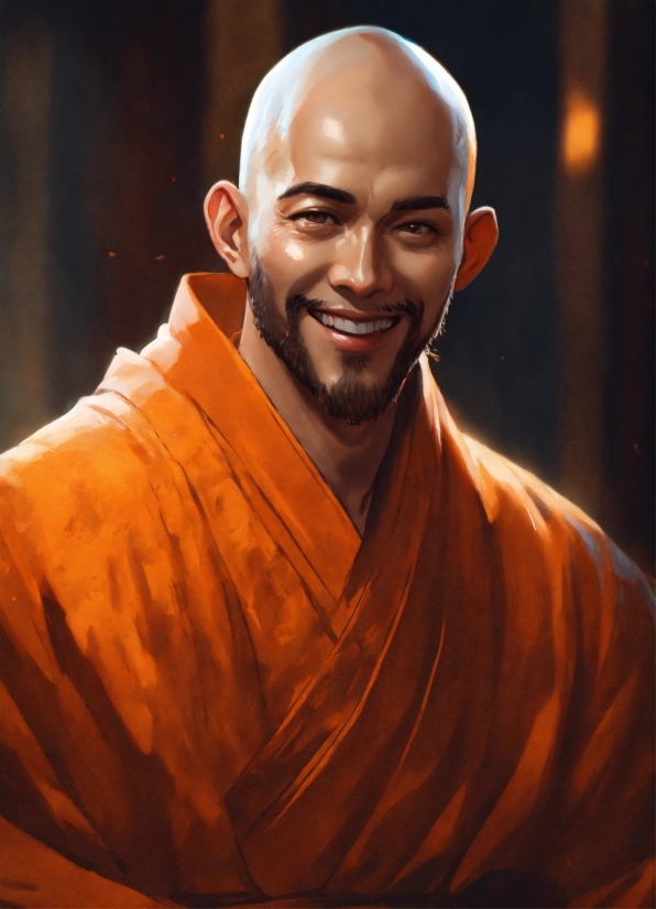 Smile, Orange, Happy, Art, Monk, Zen Master