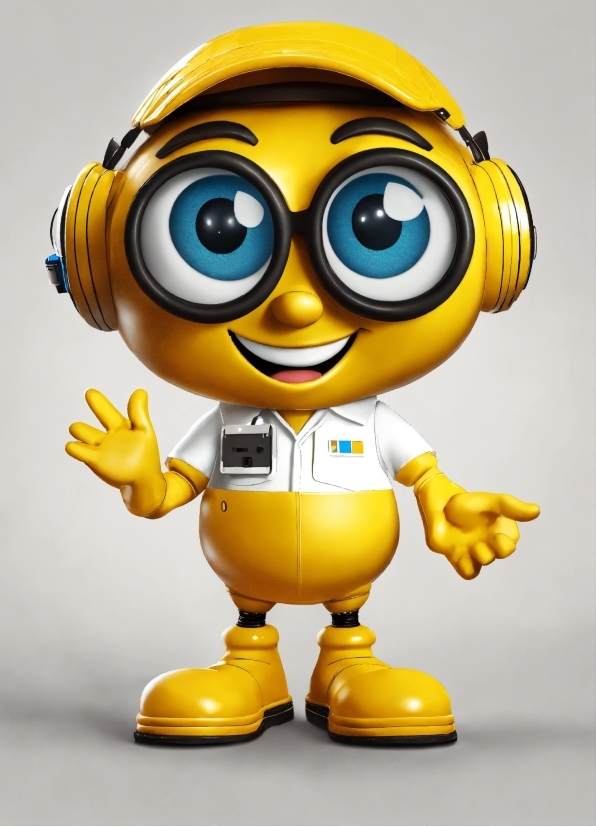Toy, Cartoon, Goggles, Gesture, Yellow, Font