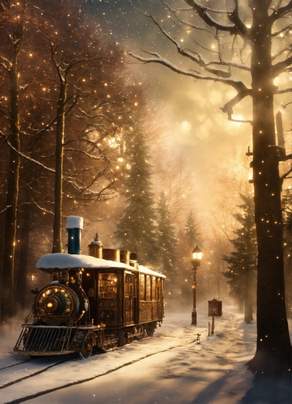 Train, Snow, Plant, Vehicle, Light, Automotive Lighting