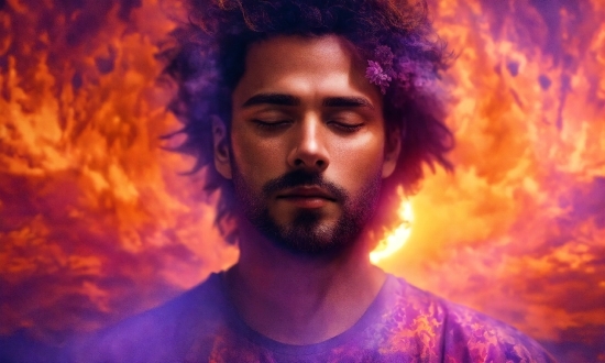 Vintage Cat Poster, Hairstyle, Eye, Purple, Beard, Flash Photography
