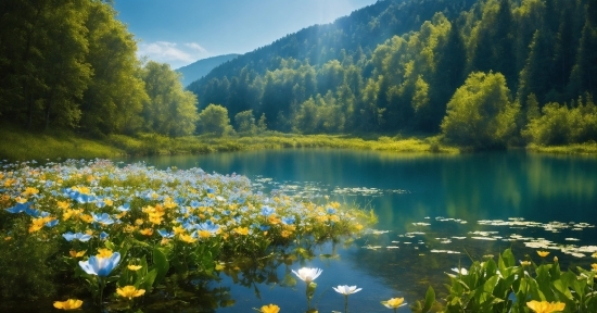 Water, Flower, Plant, Mountain, Sky, Water Resources