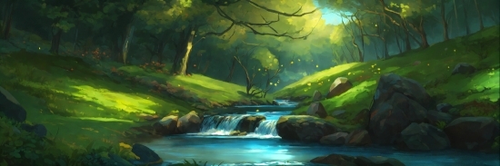 Water, Natural Landscape, Fluvial Landforms Of Streams, Tree, Sunlight, Watercourse