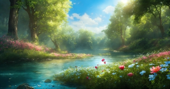 Water, Plant, Cloud, Flower, Sky, People In Nature