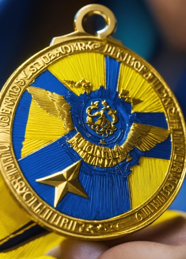 Yellow, Badge, Electric Blue, Crest, Emblem, Circle
