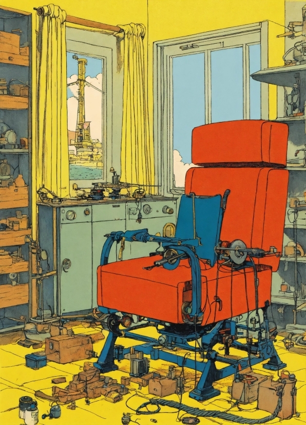 Yellow, Chair, Gas, Art, Machine, Tints And Shades