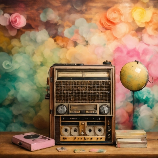 Art, Wood, Pink, Radio, Audio Equipment, Electronic Instrument