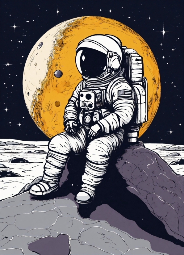 Astronaut, Art, Astronomical Object, Space, Fictional Character, Font