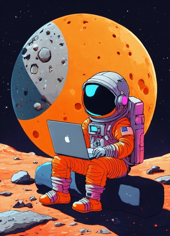 Astronaut, Art, Cartoon, Font, Paint, Painting