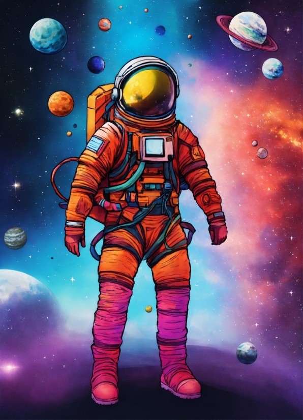 Astronaut, Cartoon, Gesture, Art, Illustration, Space