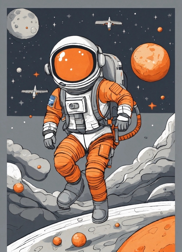 Astronaut, Cartoon, Poster, Space, Art, Astronomical Object