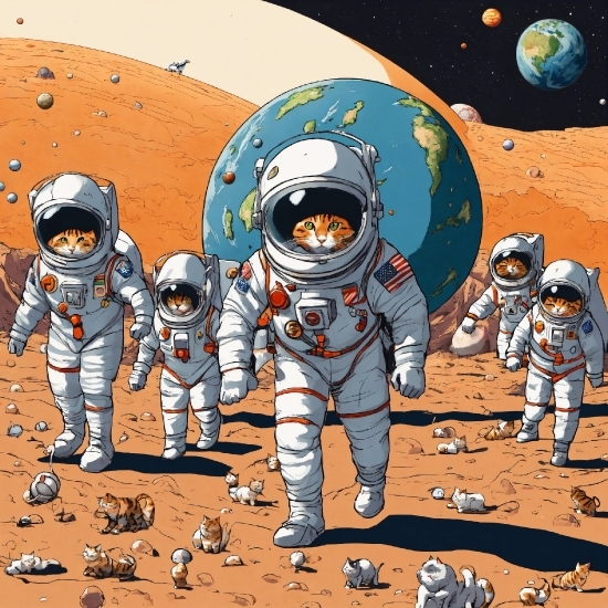 Astronaut, Cartoon, World, Art, Cool, People