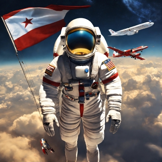 Astronaut, Cloud, Gesture, Sky, Personal Protective Equipment, Recreation