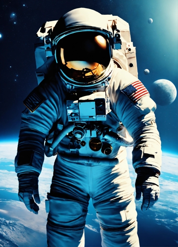 Astronaut, Electric Blue, Space, Personal Protective Equipment, Poster, Fictional Character