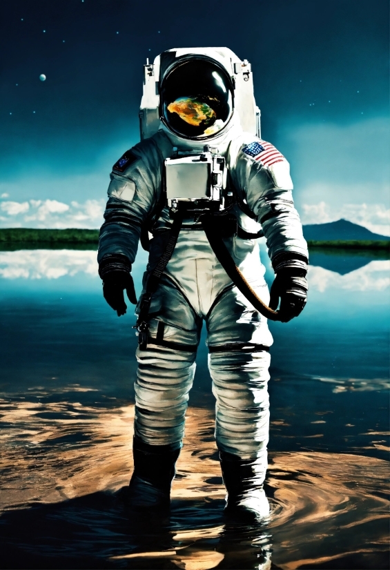 Astronaut, Flash Photography, Water, Sky, Astronomical Object, Art