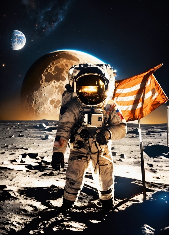 Astronaut, Flash Photography, World, Astronomical Object, Helmet, Moon