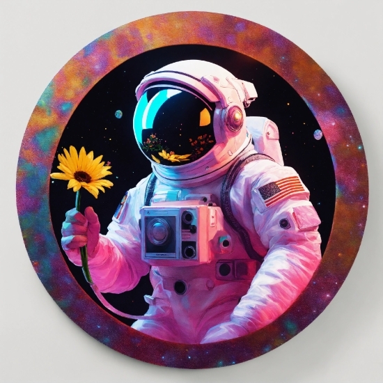 Astronaut, Font, Circle, Science, Magenta, Personal Protective Equipment