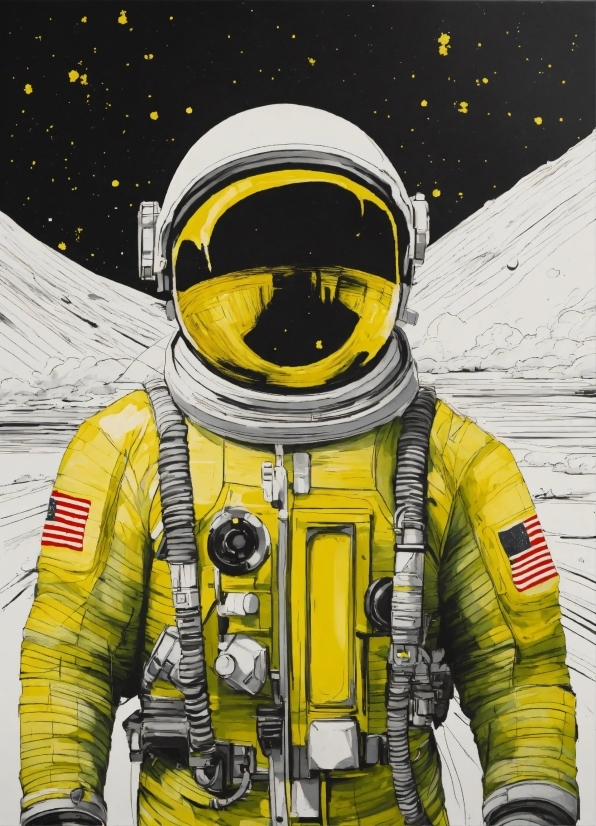 Astronaut, Gesture, Yellow, Sleeve, Astronomical Object, Space