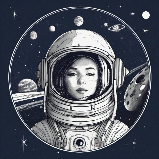 Astronaut, Helmet, Art, Space, Astronomical Object, Symmetry