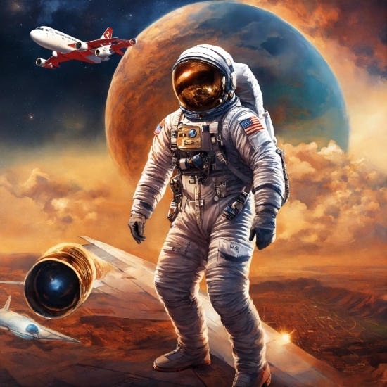Astronaut, Helmet, Flash Photography, Astronomical Object, Sky, Cloud
