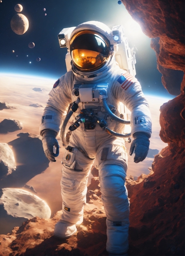 Astronaut, Light, World, Helmet, Glove, Poster