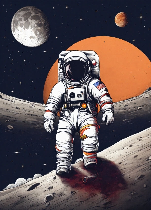 Astronaut, Moon, World, Flash Photography, Astronomical Object, Art