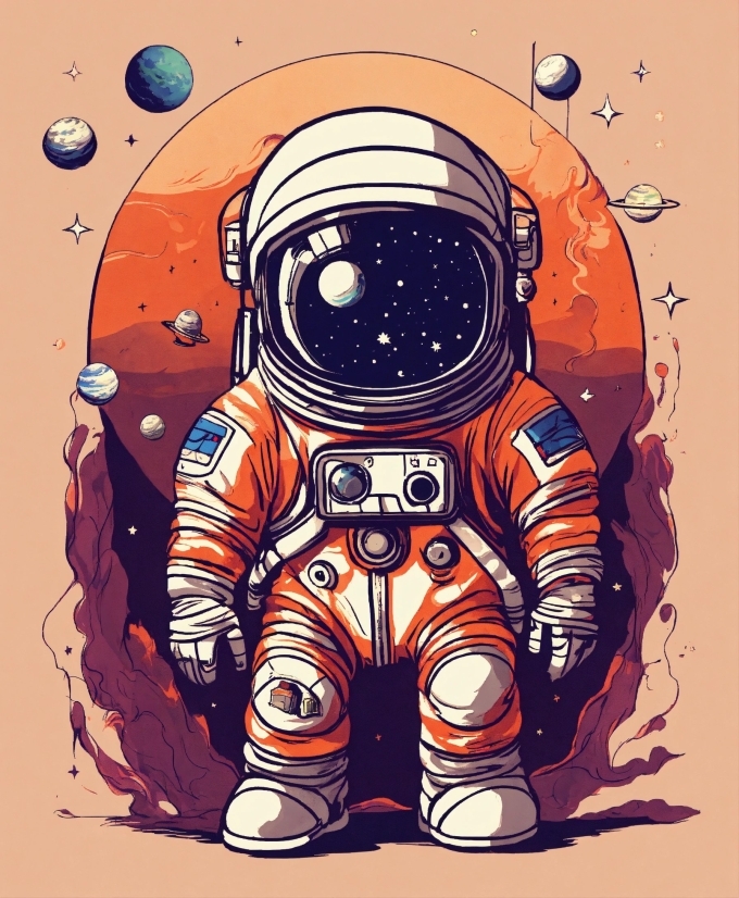 Astronaut, Organism, Gas Mask, Font, Paint, Painting